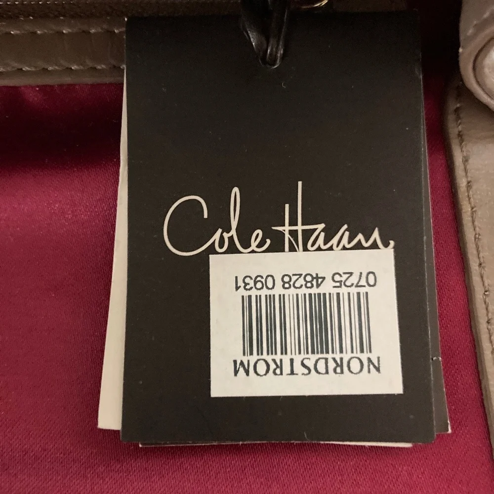 Cole Haan Izzie Clutch/Greige Suede/Heritage Weave/NEW/$228 RETAIL/NEVER USED!